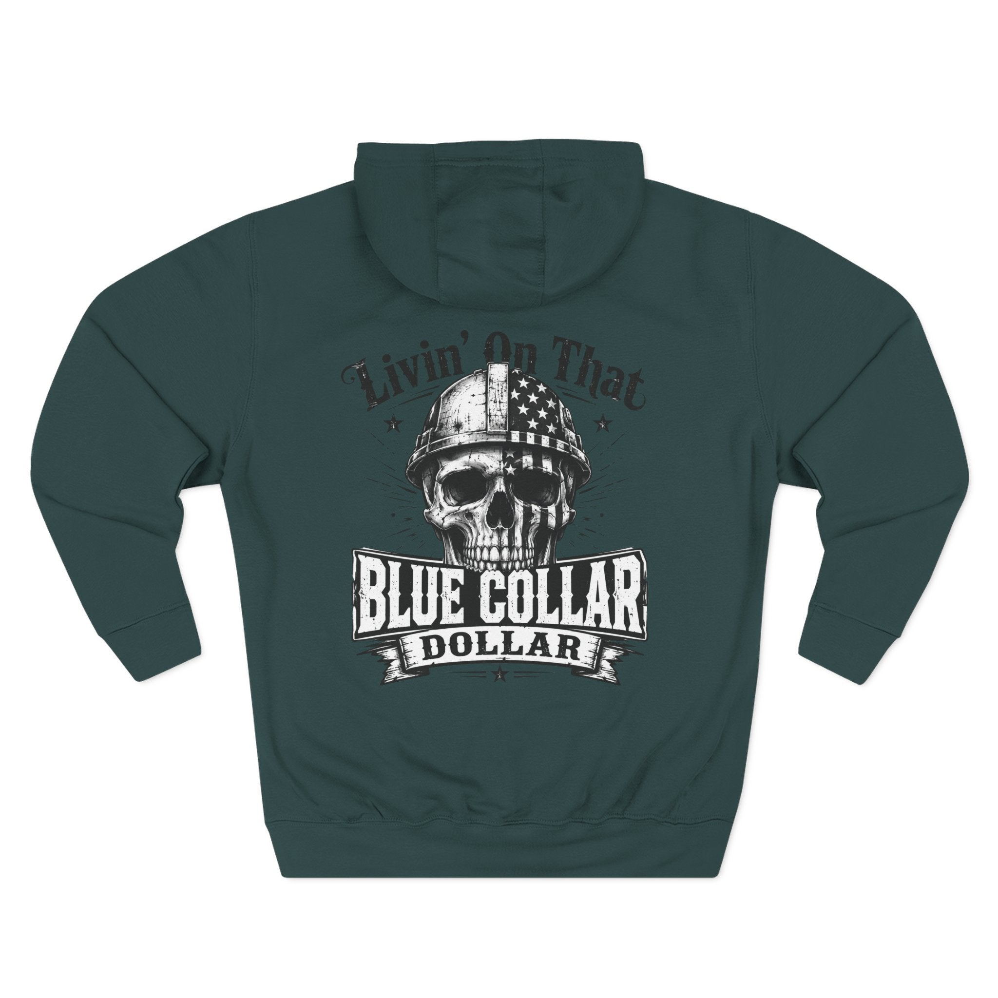 Blue Collar Dollar Skull Hoodie – "Livin' On That Blue Collar Dollar" Fleece Pullover
