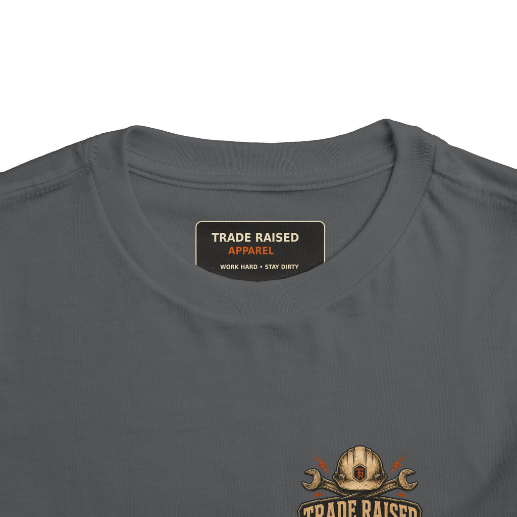 Toddler Tee — "Raised in the Trades" Blue Collar Kid Shirt