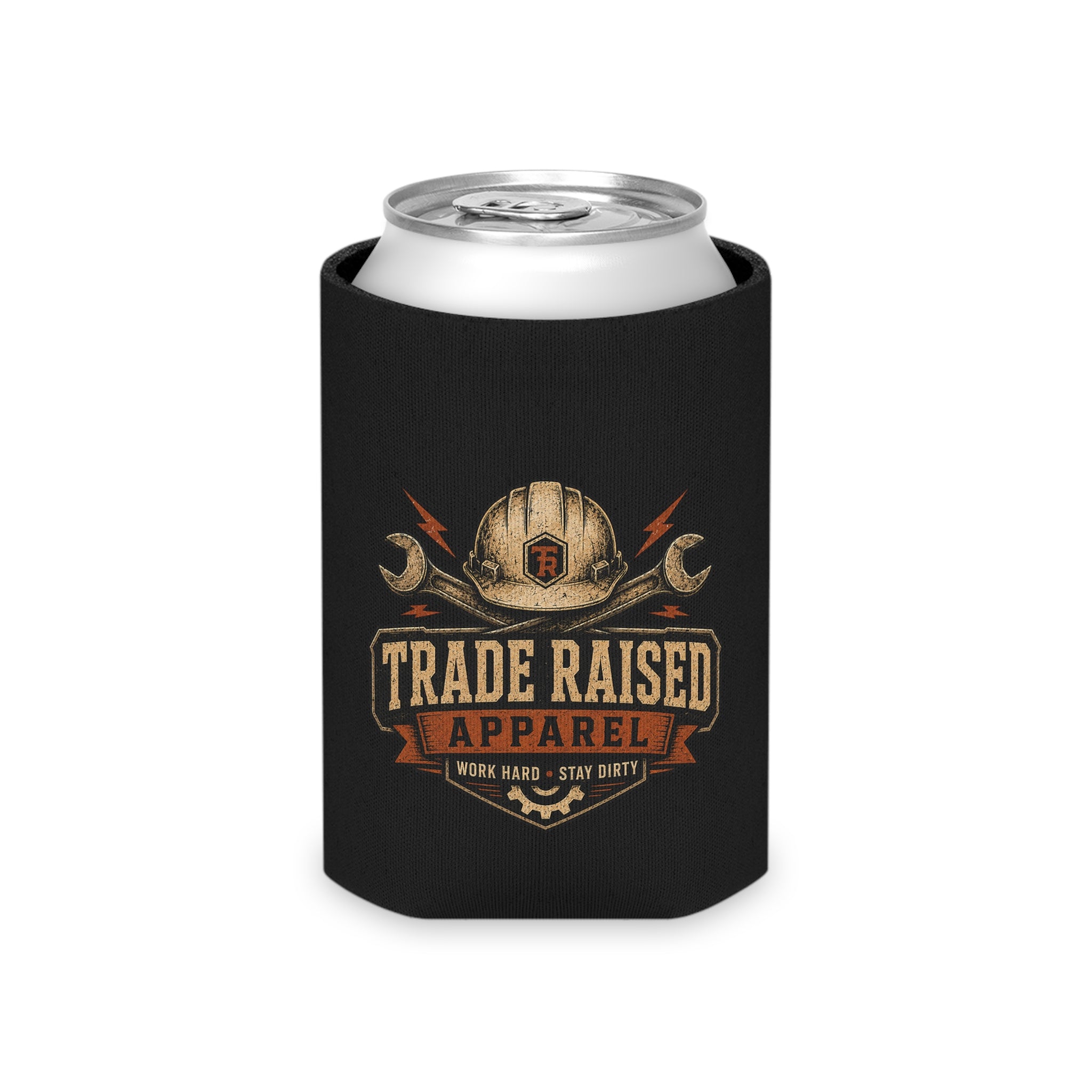 Can Cooler — "Trade Raised Apparel" Work Hard Stay Dirty Logo Slim Koozie