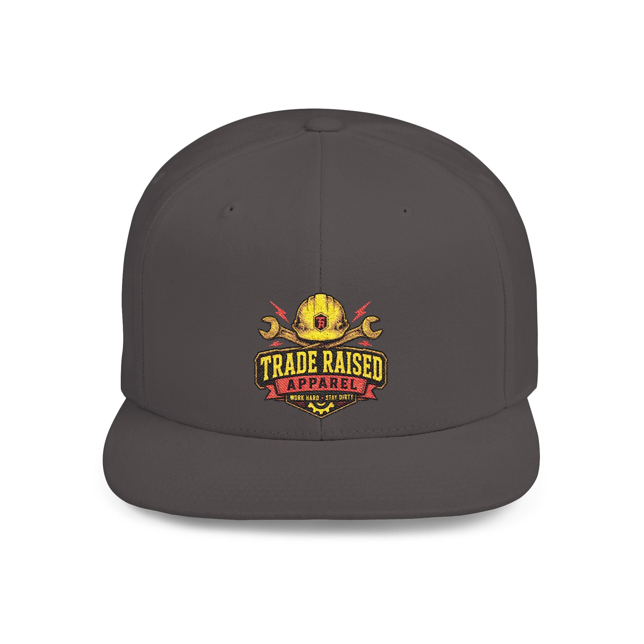 Flat Bill Snapback Hat — "Trade Raised" Logo Cap