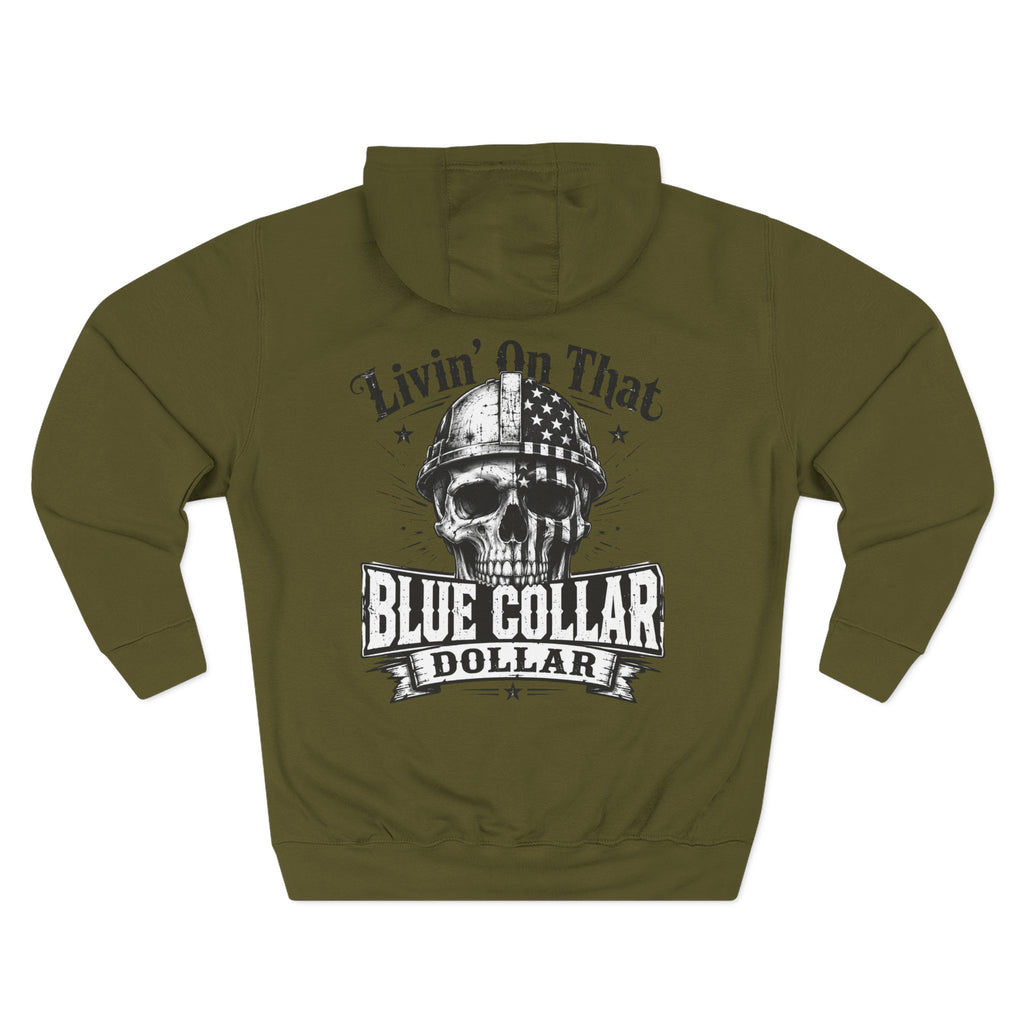Blue Collar Dollar Skull Hoodie – "Livin' On That Blue Collar Dollar" Fleece Pullover
