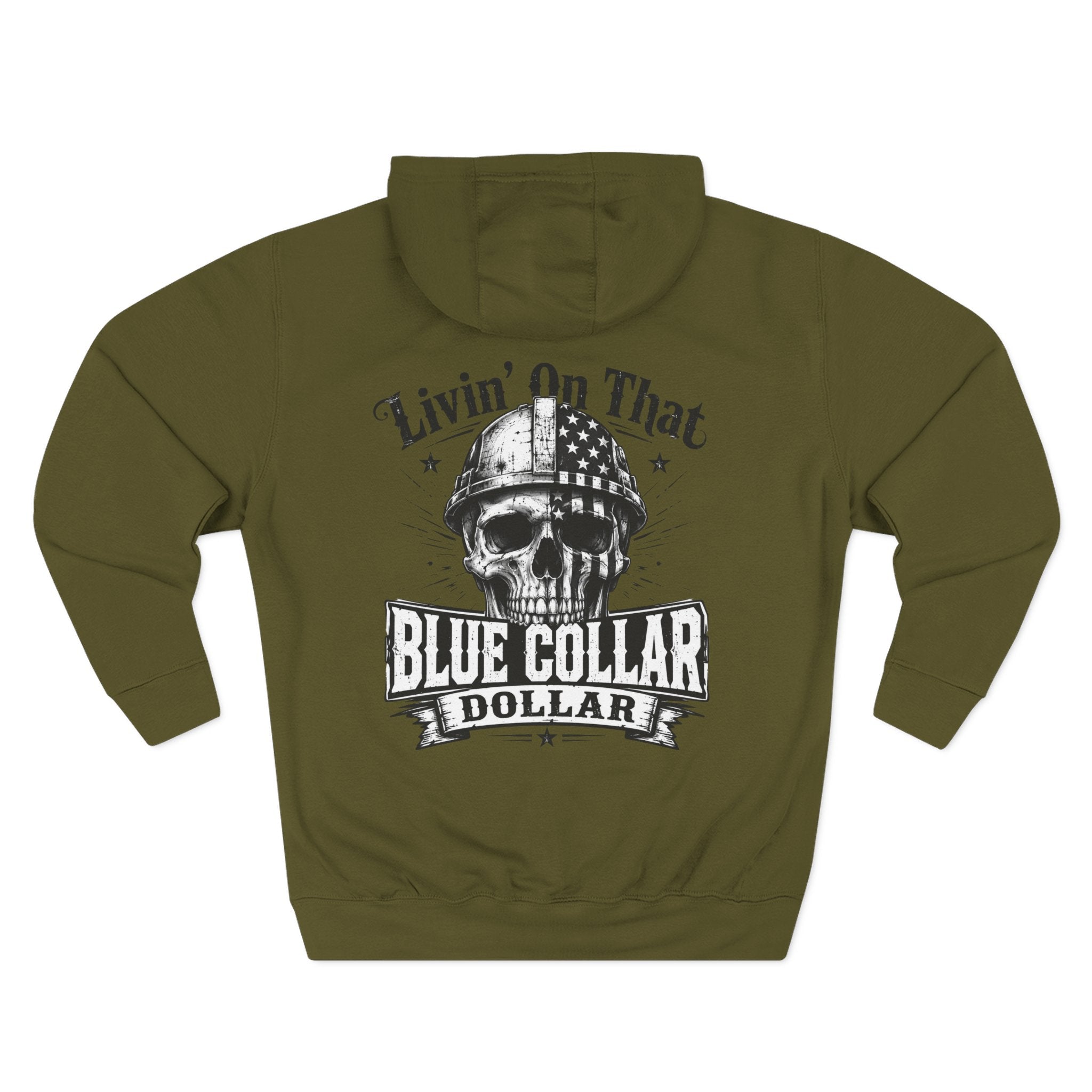 Blue Collar Dollar Skull Hoodie – "Livin' On That Blue Collar Dollar" Fleece Pullover
