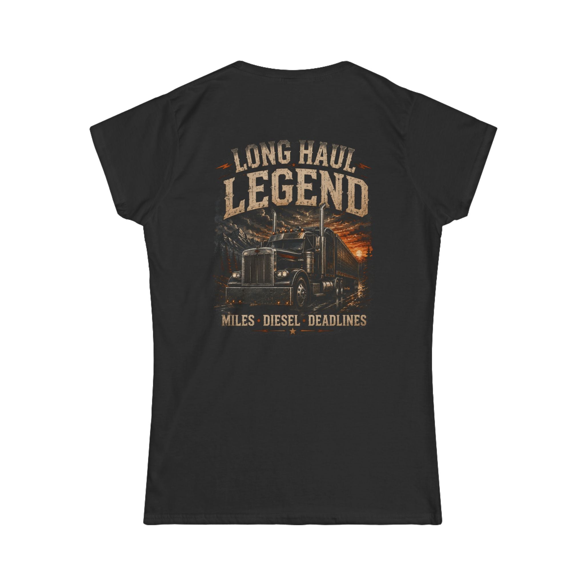 Long Haul Legend Women's Tee – Truck Driver Miles, Diesel Deadlines Graphic Shirt