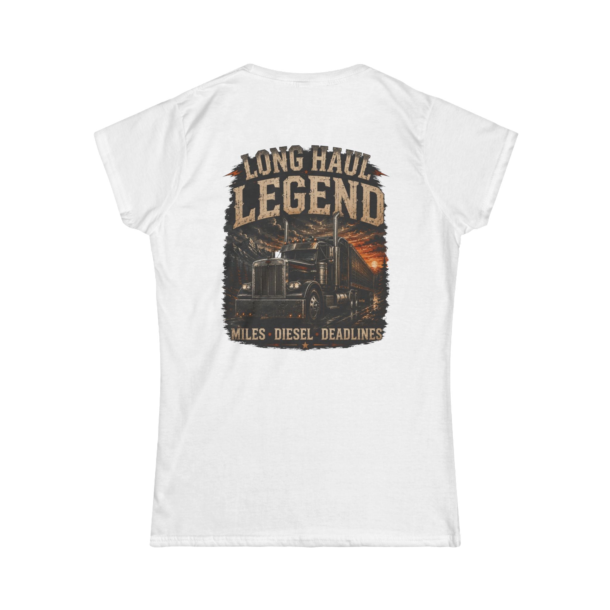 Long Haul Legend Women's Tee – Truck Driver Miles, Diesel Deadlines Graphic Shirt