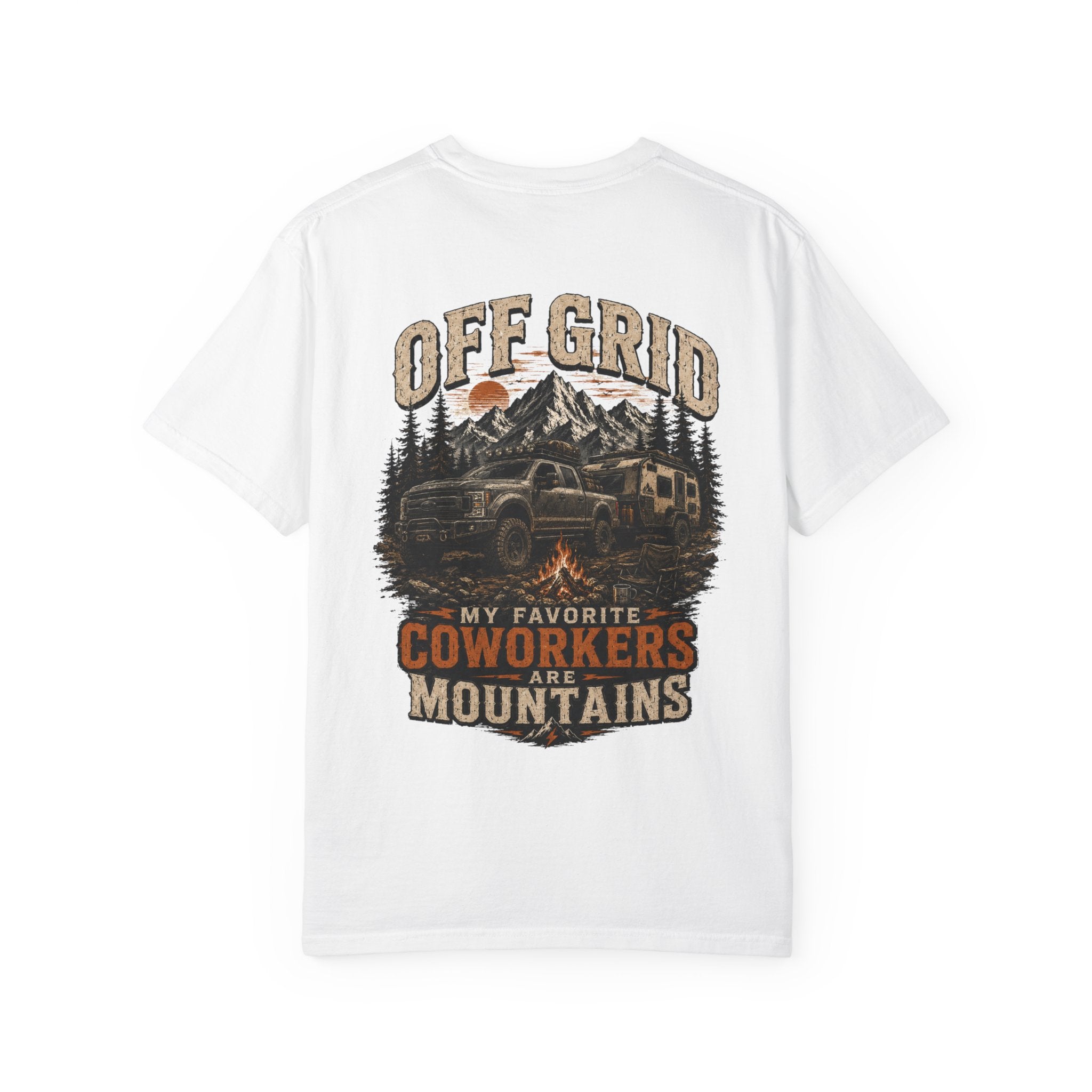 Off Grid Mountains T-Shirt — "Off Grid: My Favorite Coworkers Are Mountains" Adventure Tee