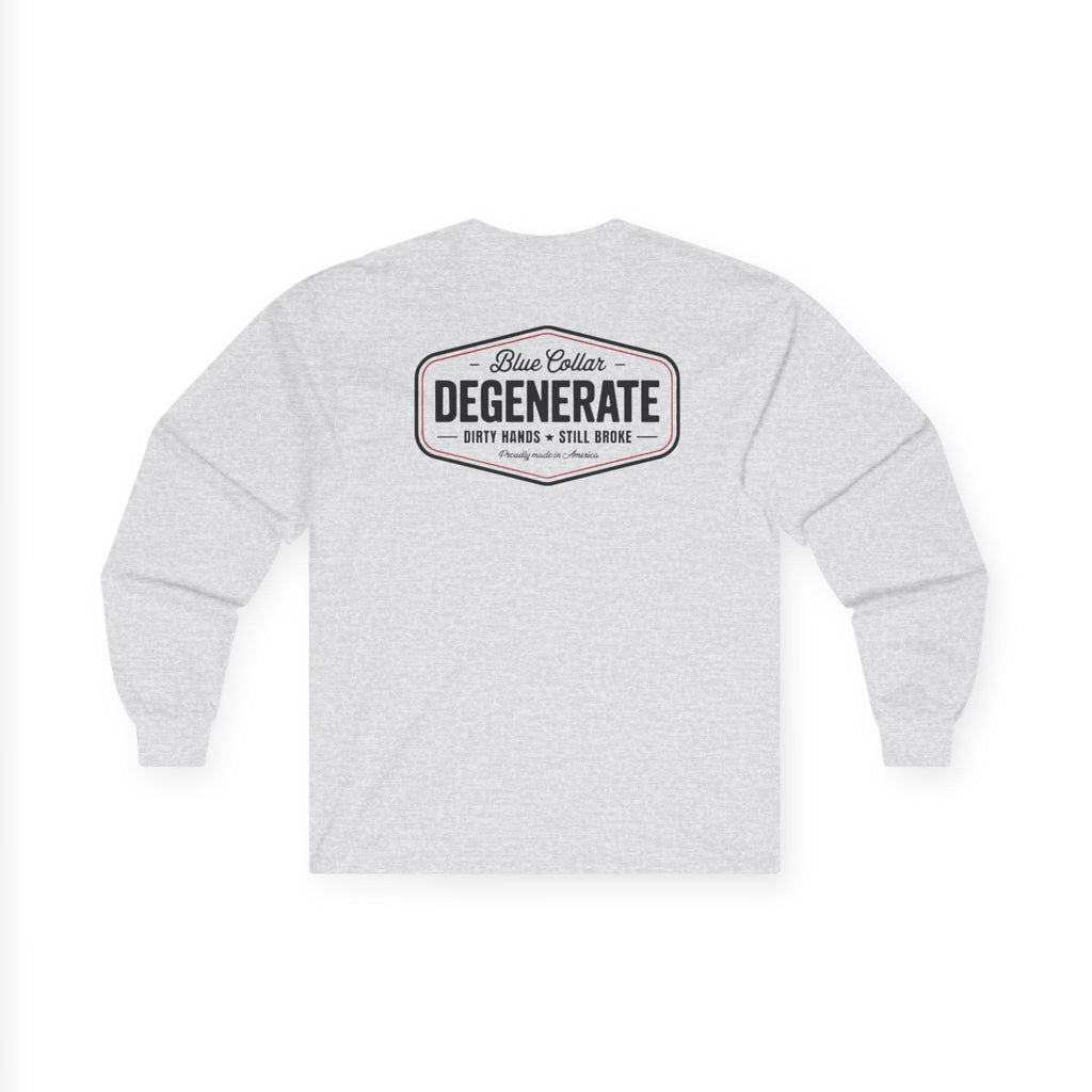 Degenerate Blue Collar Long Sleeve Tee — 'Blue Collar Degenerate' Workwear Shirt