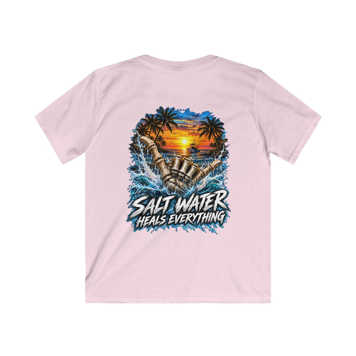 Kids T-Shirt — "Salt Water Heals Everything" Tropical Sunset Beach Tee