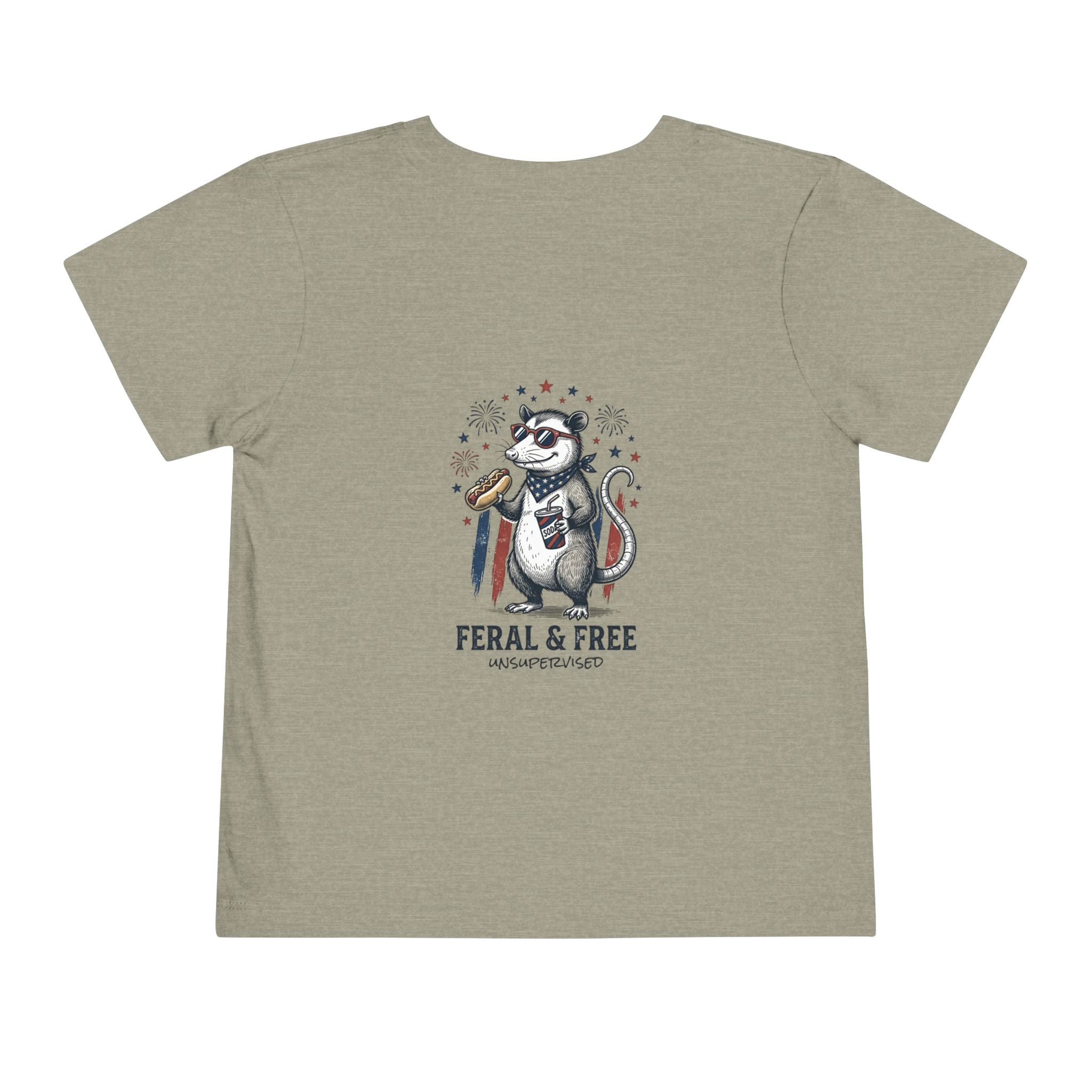 Toddler Tee — "Feral & Free" Raccoon 4th of July Patriotic Shirt