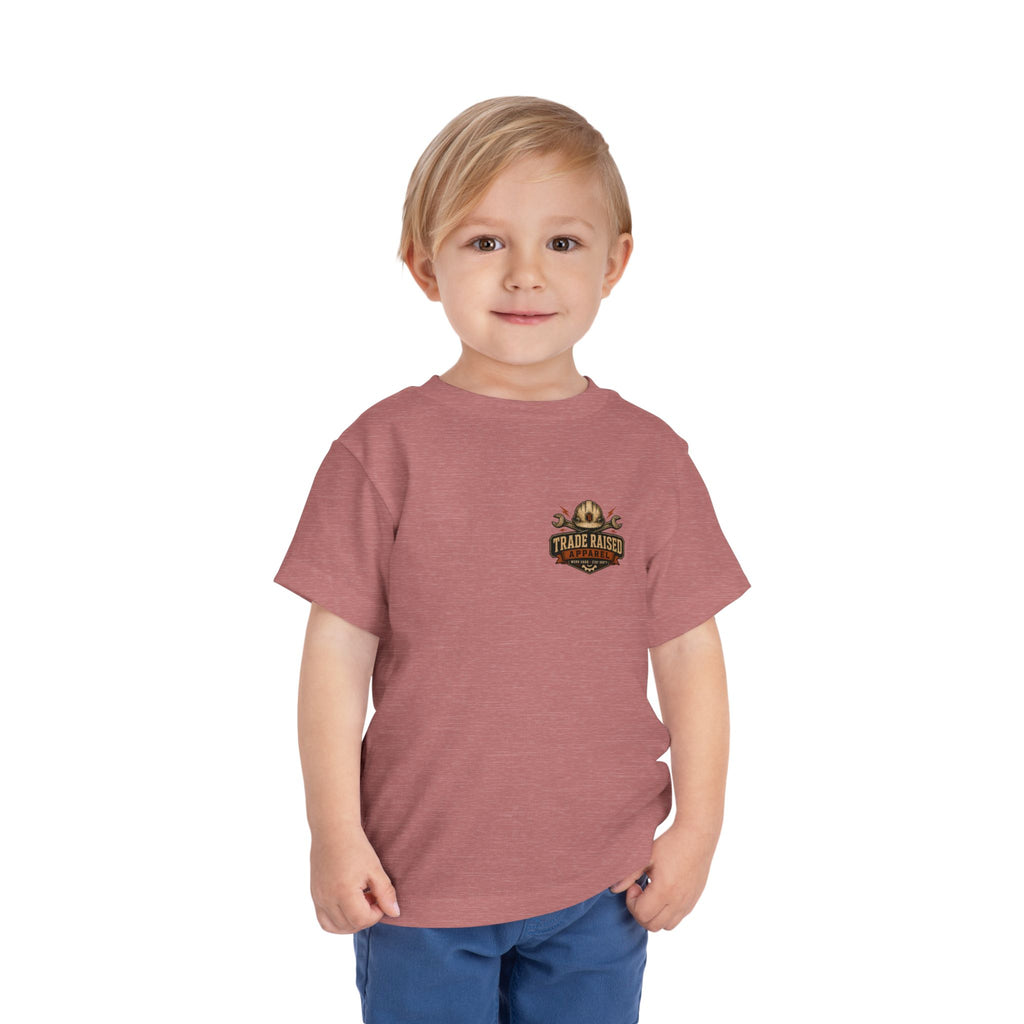 Toddler Tee — "Raised in the Trades" Blue Collar Kid Shirt