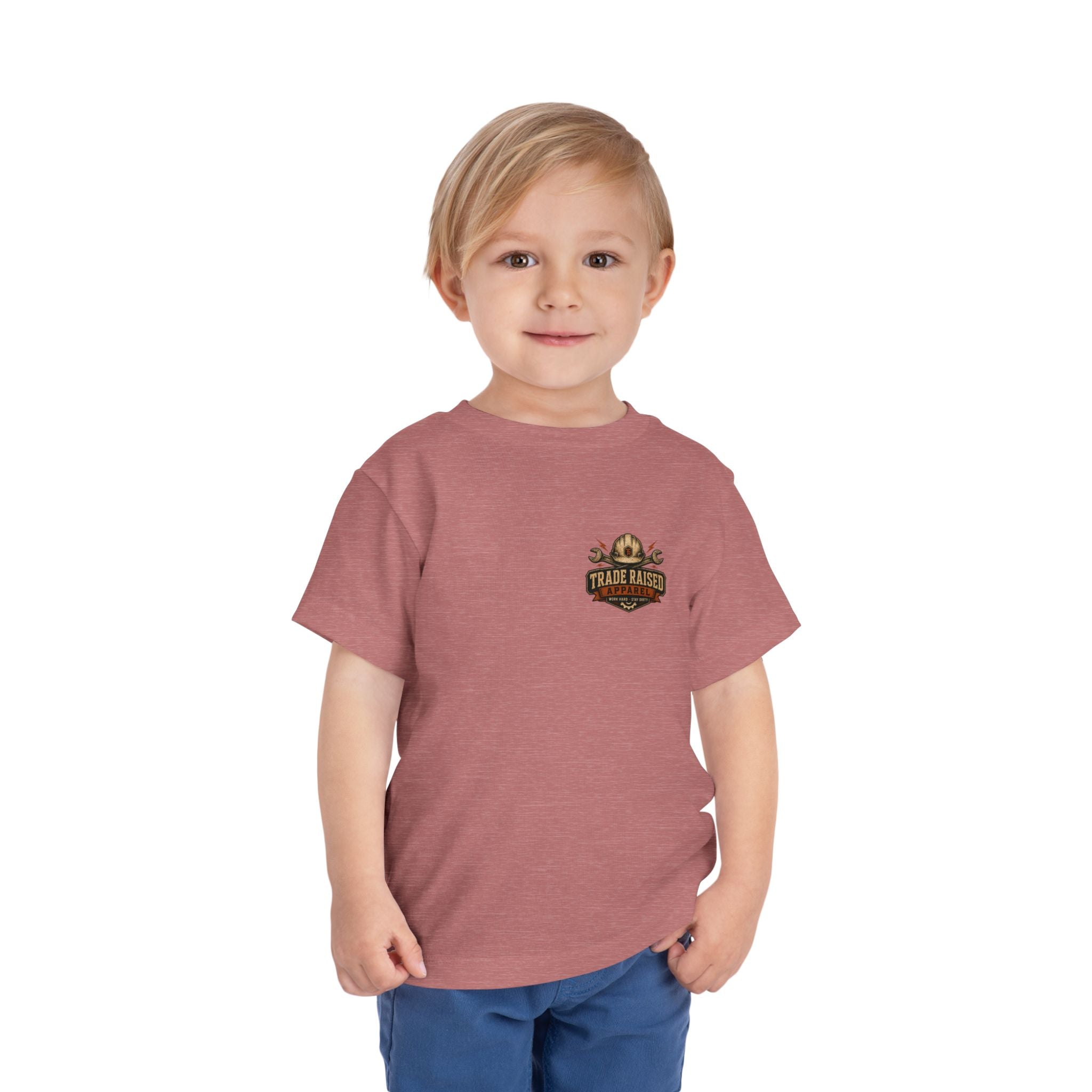 Toddler Tee — "Raised in the Trades" Blue Collar Kid Shirt