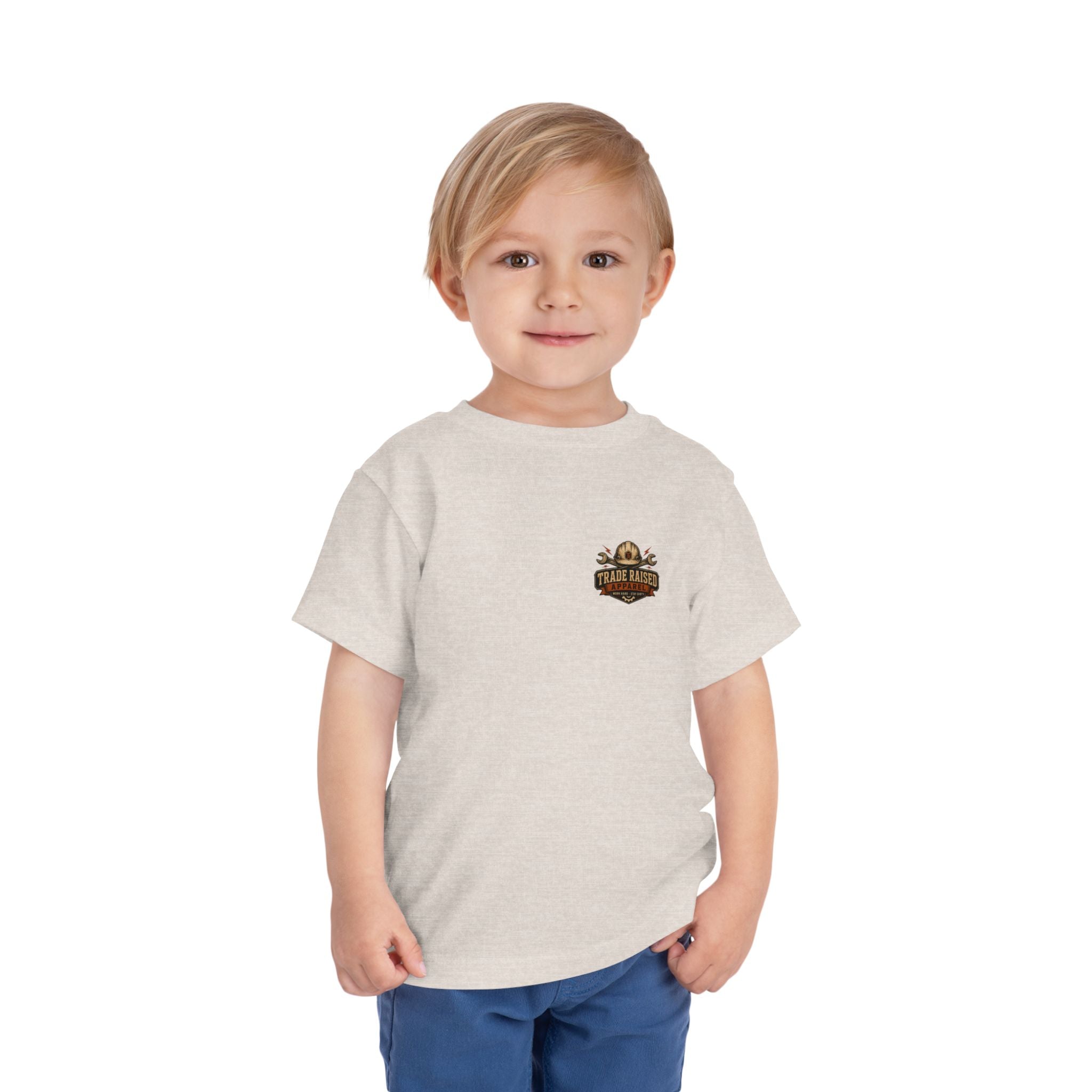 Toddler Tee — "Small Boots Big Jobs" Construction Graphic Shirt