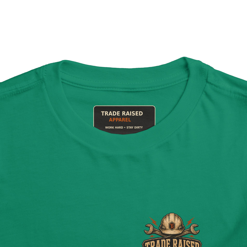 Toddler Tee — "Raised in the Trades" Blue Collar Kid Shirt