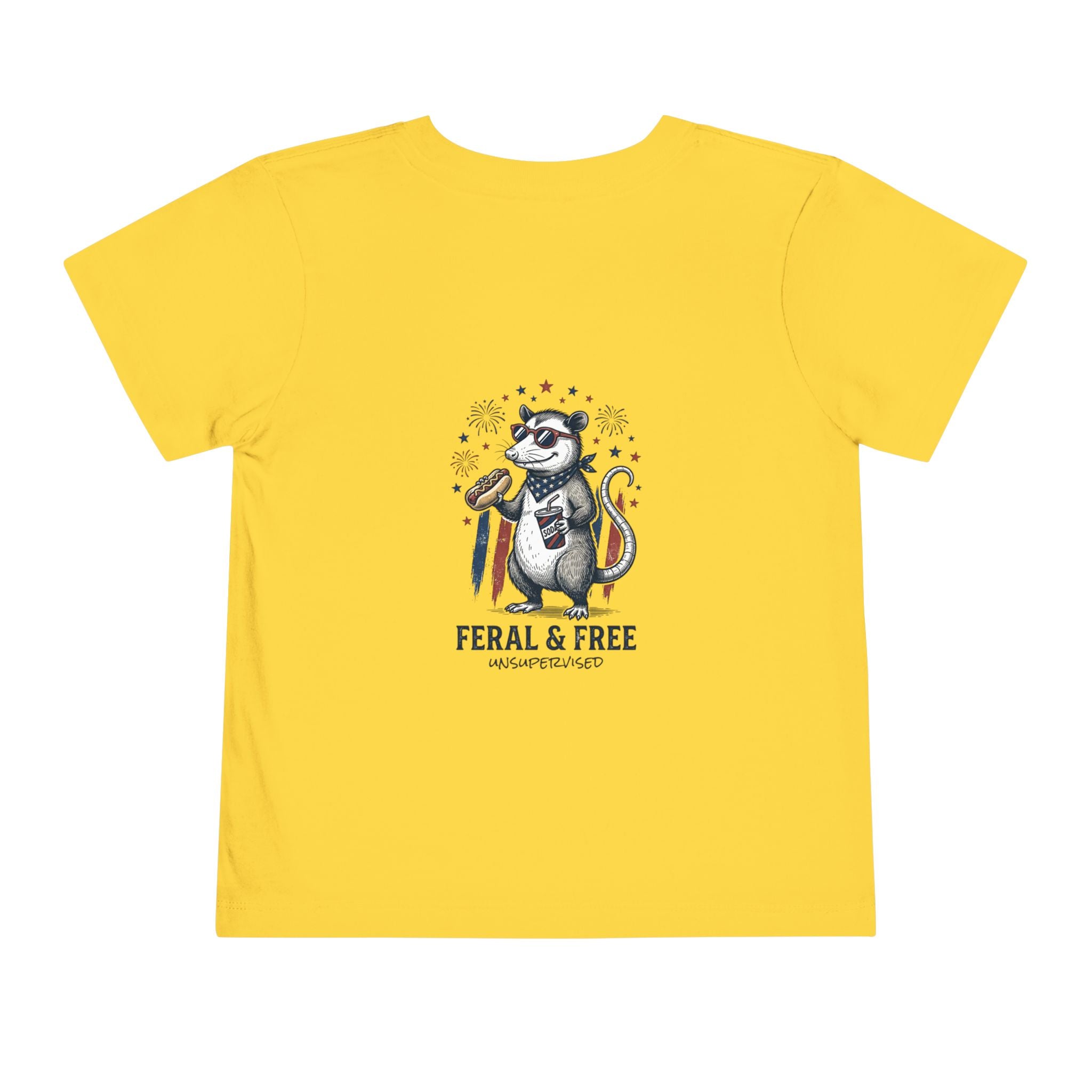 Toddler Tee — "Feral & Free" Raccoon 4th of July Patriotic Shirt