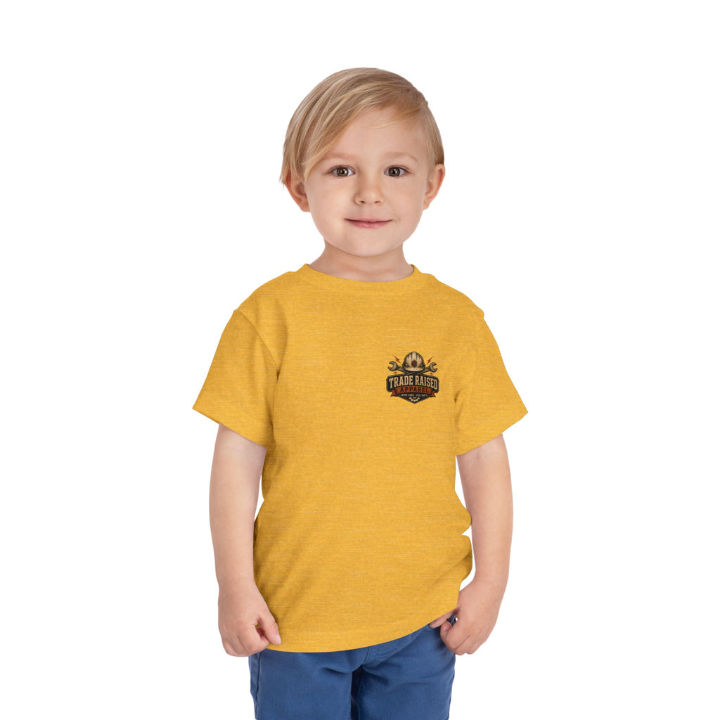 Toddler Tee — "Raised in the Trades" Blue Collar Kid Shirt