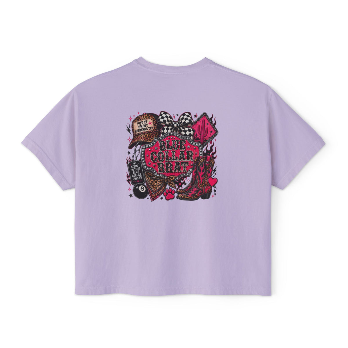 Blue Collar Brat Women's Boxy Tee — Retro Workwear Graphic Crop T-Shirt
