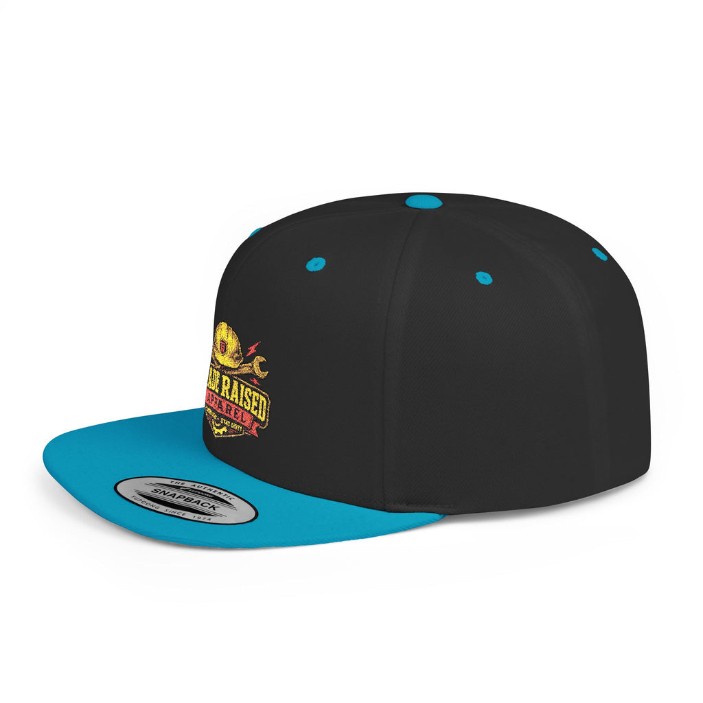 Flat Bill Snapback Hat — "Trade Raised" Logo Cap