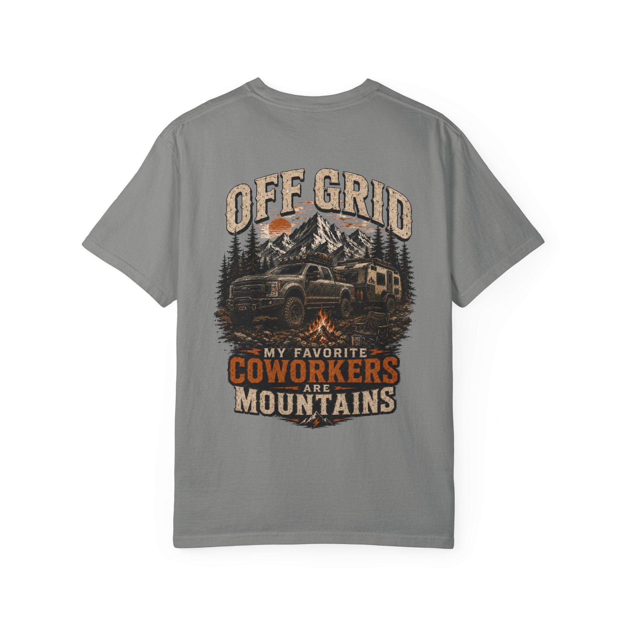 Off Grid Mountains T-Shirt — "Off Grid: My Favorite Coworkers Are Mountains" Adventure Tee